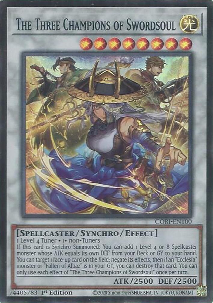 The Three Champions of Swordsoul [CORI-EN100] Super Rare | Exor Games Truro