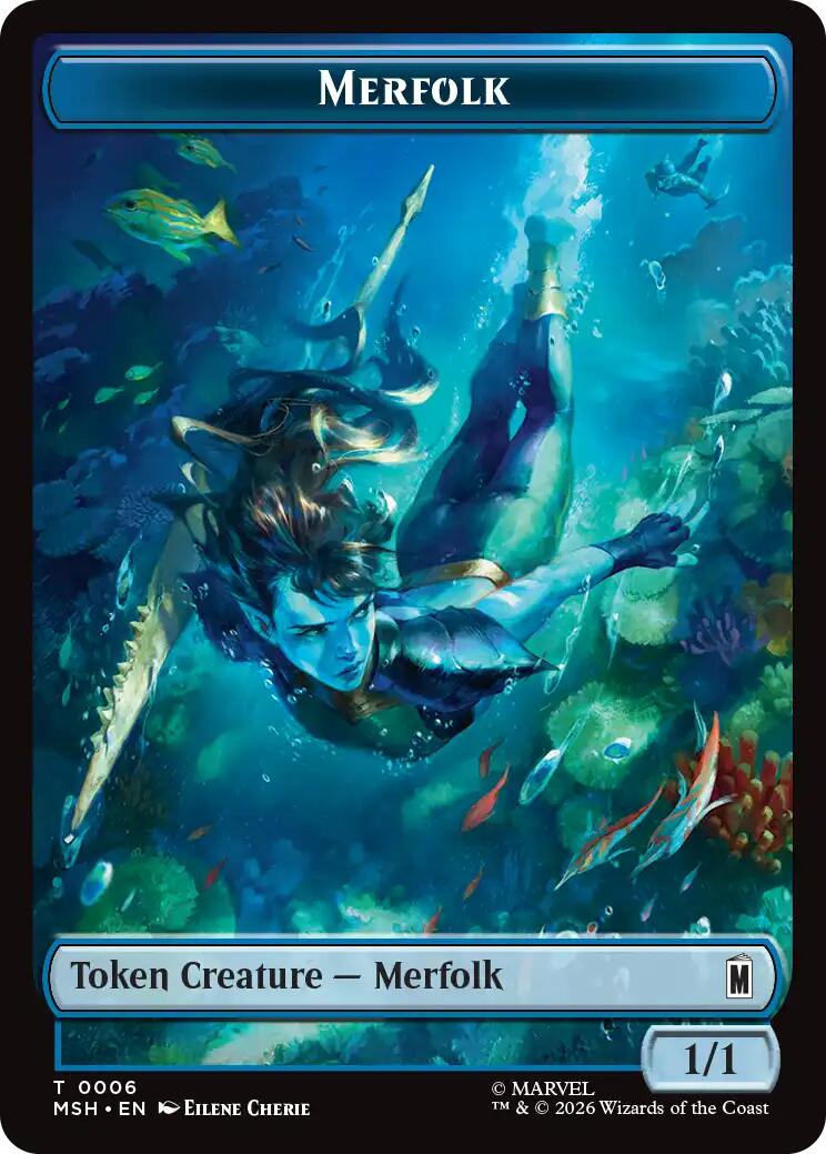 Merfolk // Doombot Double-Sided Token [Marvel Super Heroes Tokens] | Exor Games Truro