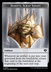 Thopter // Emblem - Daretti, Scrap Savant Double-Sided Token [Commander Masters Tokens] | Exor Games Truro