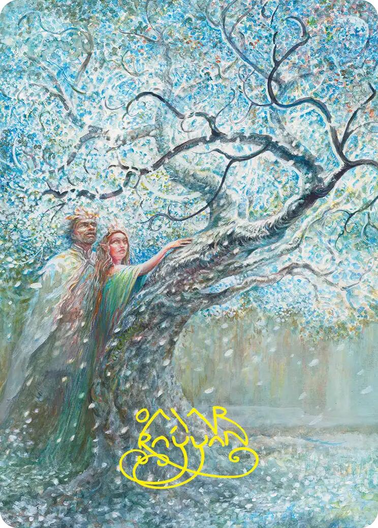 Flowering of the White Tree Art Card (Gold-Stamped Signature) [The Hobbit Art Series] | Exor Games Truro