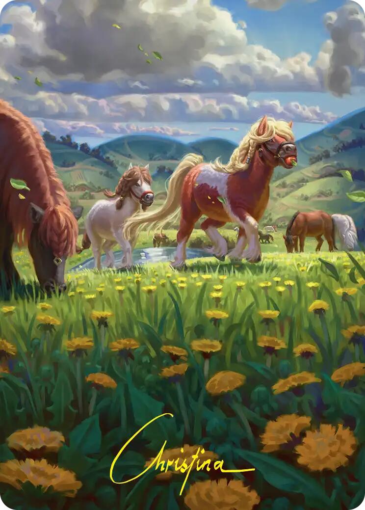 Troop of Ponies Art Card (Gold-Stamped Signature) [The Hobbit Art Series] | Exor Games Truro