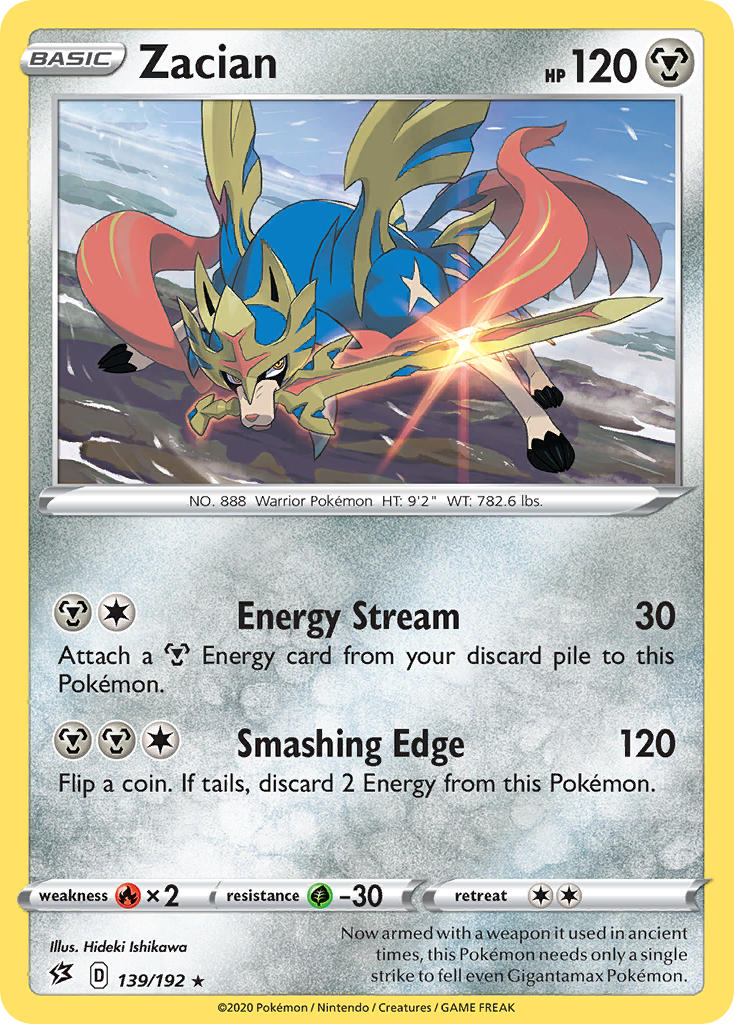 Zacian (139/192) (Cracked Ice Holo) (Theme Deck Exclusives) [Sword & Shield: Rebel Clash] | Exor Games Truro