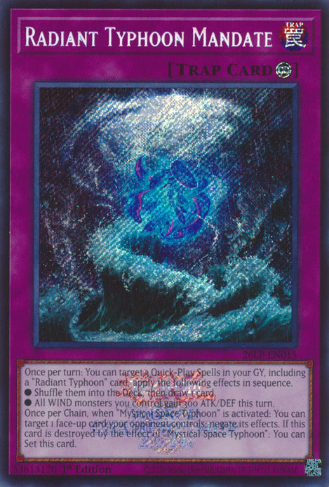 Radiant Typhoon Mandate (Emblazoned Secret Rare) [26LP-EN015] Secret Rare | Exor Games Truro