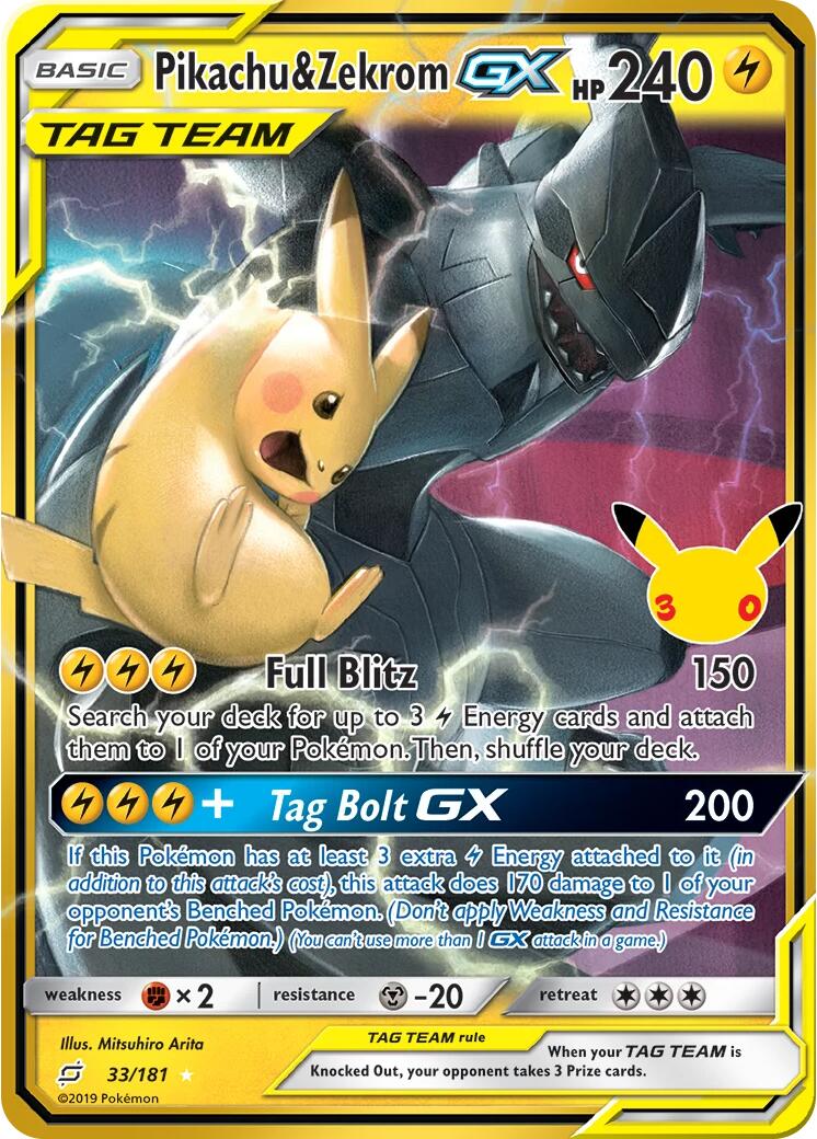 Pikachu & Zekrom GX (33/181) [Mega Evolution: 30th Celebration] | Exor Games Truro