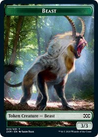 Beast // Saproling Double-Sided Token [Double Masters Tokens] | Exor Games Truro