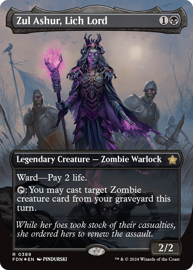 Zul Ashur, Lich Lord (Borderless) (Mana Foil) [Foundations] | Exor Games Truro