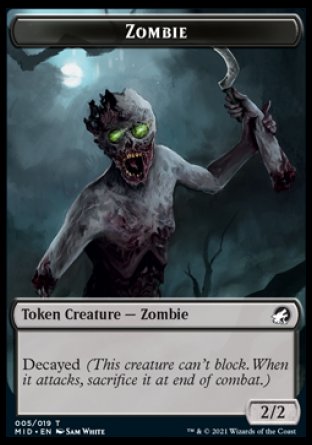 Zombie (005) // Elemental Double-Sided Token [Innistrad: Midnight Hunt Tokens] | Exor Games Truro