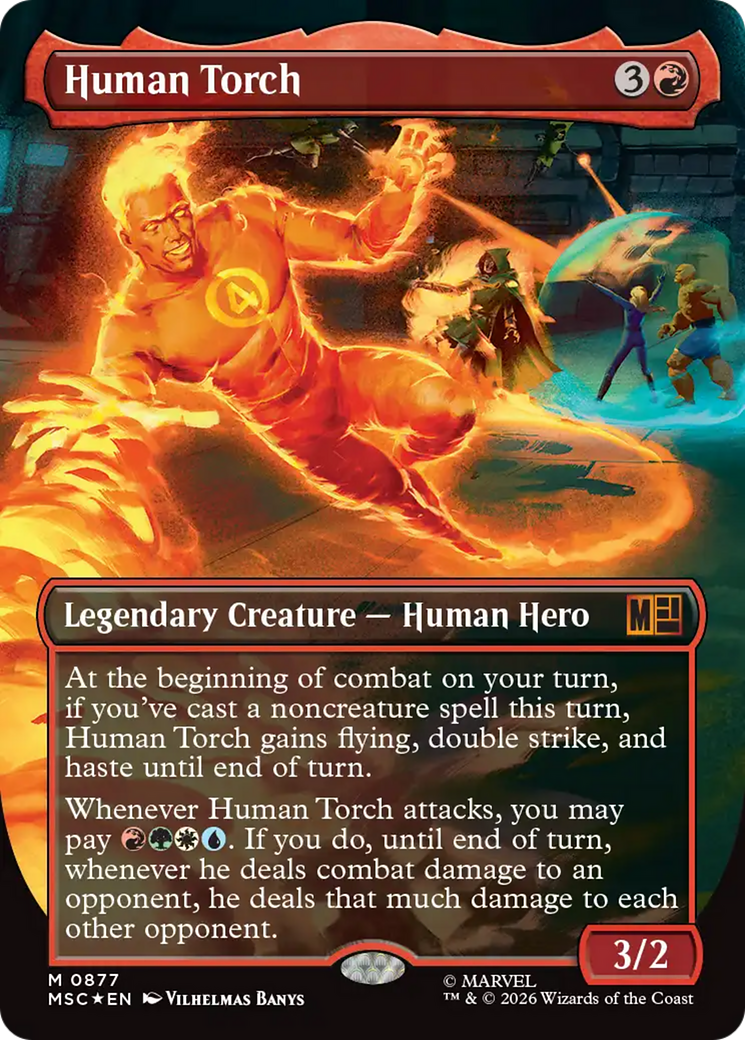 Human Torch (Borderless) (Surge Foil) [Marvel Super Heroes Commander] | Exor Games Truro