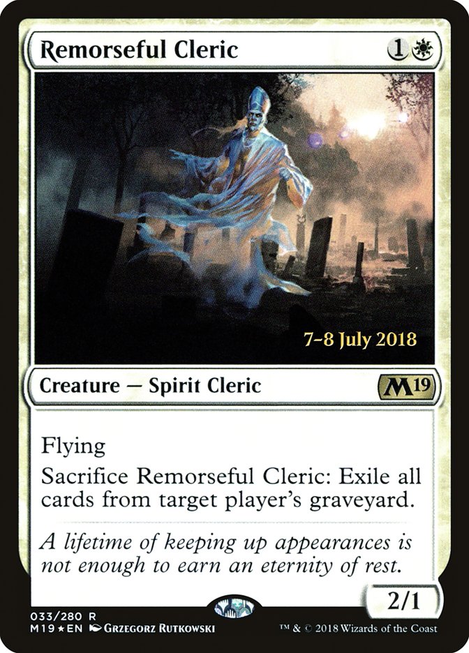 Remorseful Cleric [Core Set 2019 Prerelease Promos] | Exor Games Truro