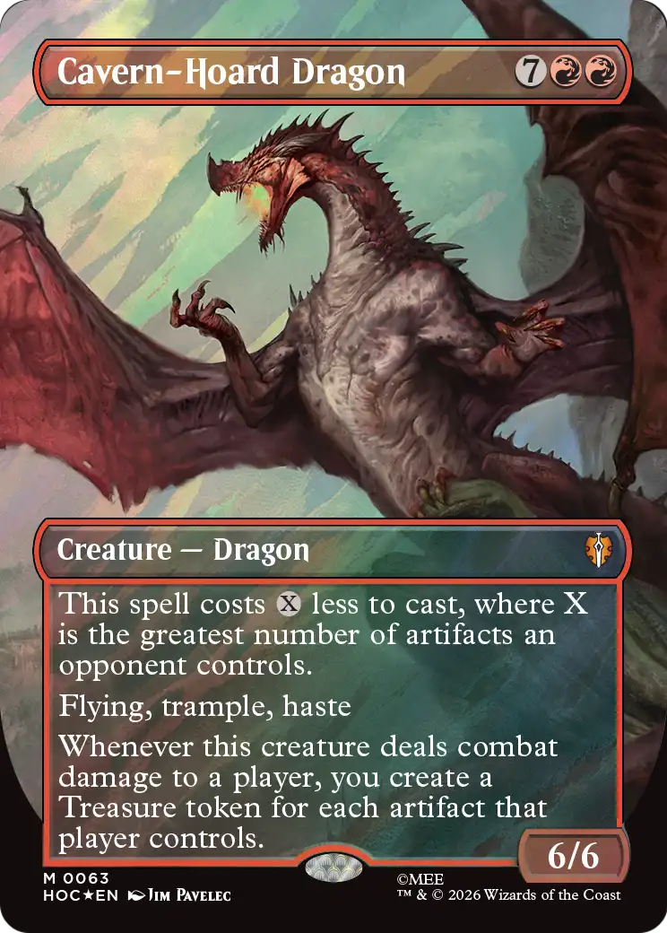 Cavern-Hoard Dragon (Borderless) (Surge Foil) [The Hobbit: Eternal-Legal] | Exor Games Truro
