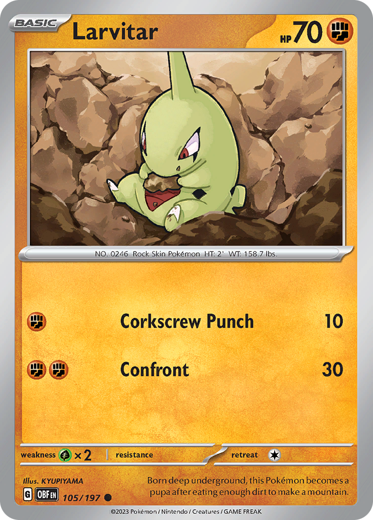 Larvitar (105/197) [Scarlet & Violet: Obsidian Flames] | Exor Games Truro