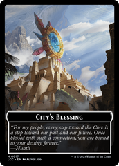 City's Blessing // Dinosaur Double-Sided Token [The Lost Caverns of Ixalan Commander Tokens] | Exor Games Truro