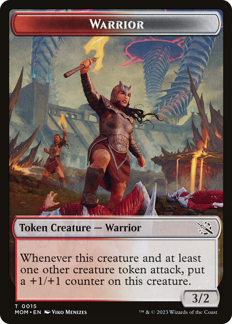 Warrior // Wrenn and Realmbreaker Emblem Double-Sided Token [March of the Machine Tokens] | Exor Games Truro