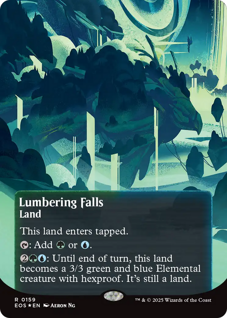 Lumbering Falls (0159) (Borderless) (Galaxy Foil) [Edge of Eternities: Stellar Sights] | Exor Games Truro