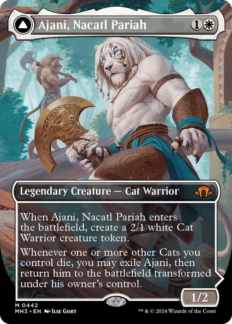 Ajani, Nacatl Pariah // Ajani, Nacatl Avenger (Borderless) [Modern Horizons 3] | Exor Games Truro