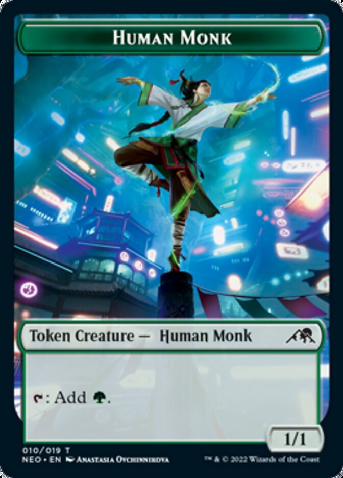 Spirit (002) // Human Monk Double-Sided Token [Kamigawa: Neon Dynasty Tokens] | Exor Games Truro