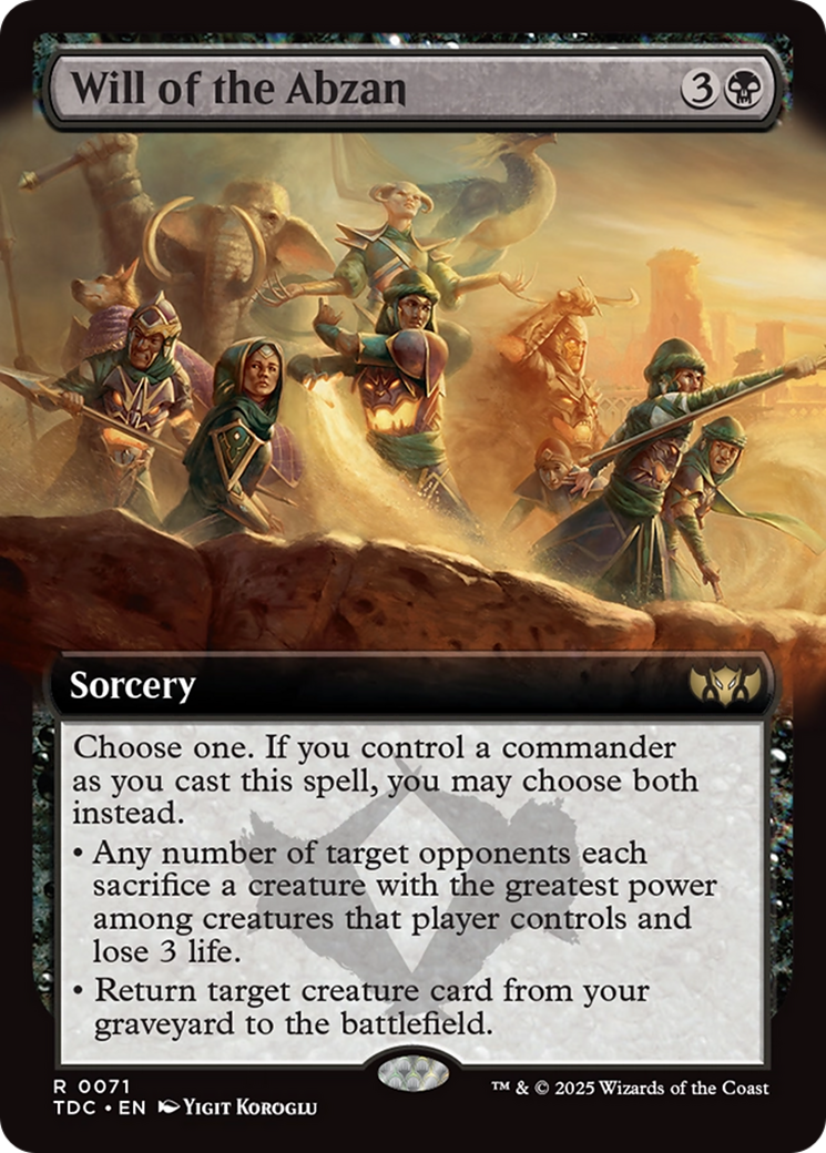 Will of the Abzan (Extended Art) [Tarkir: Dragonstorm Commander] | Exor Games Truro