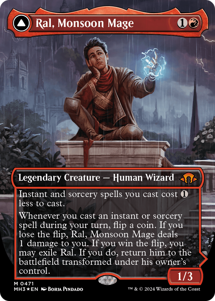 Ral, Monsoon Mage // Ral, Leyline Prodigy (Borderless) (Textured Foil) [Modern Horizons 3] | Exor Games Truro