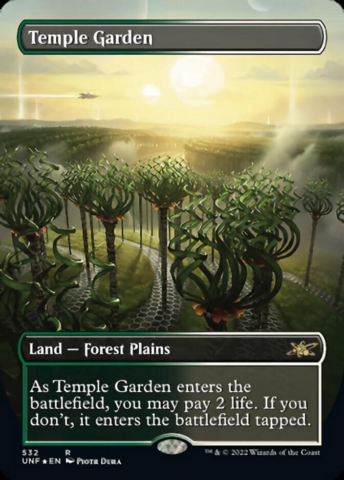 Temple Garden (Borderless) (Galaxy Foil) [Unfinity] | Exor Games Truro