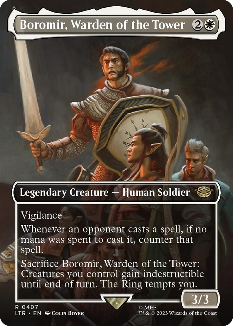 Boromir, Warden of the Tower (Borderless Alternate Art) [The Lord of the Rings: Tales of Middle-Earth] | Exor Games Truro