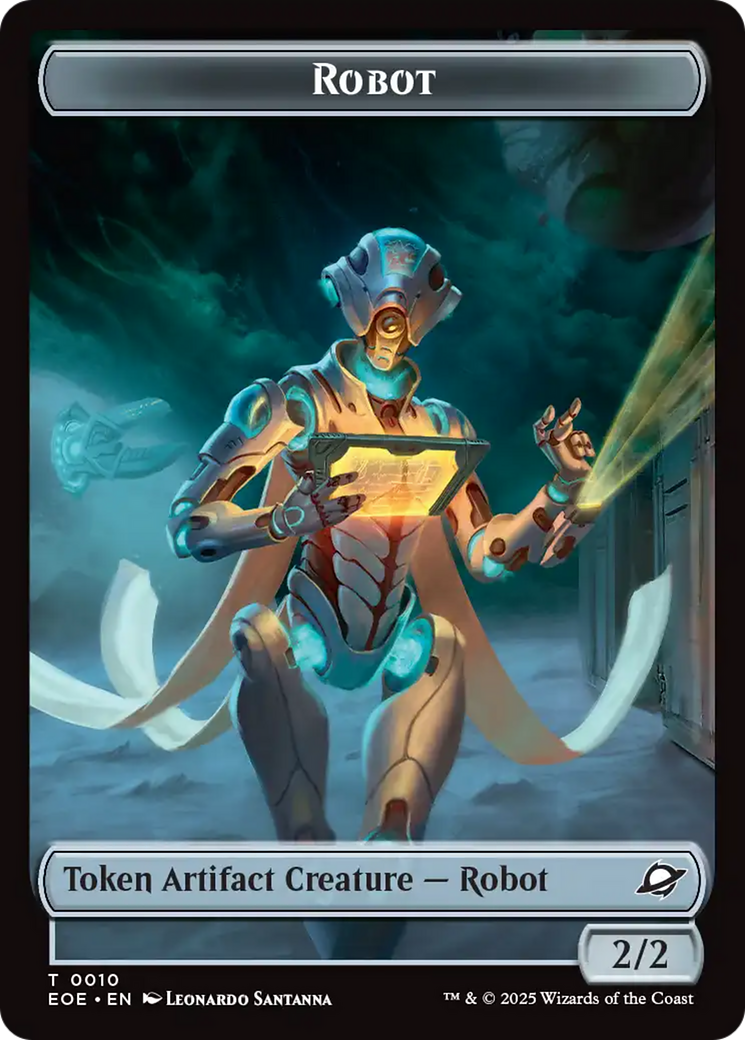 Robot // Emblem - Tezzeret, Cruel Captain Double-Sided Token [Edge of Eternities Tokens] | Exor Games Truro