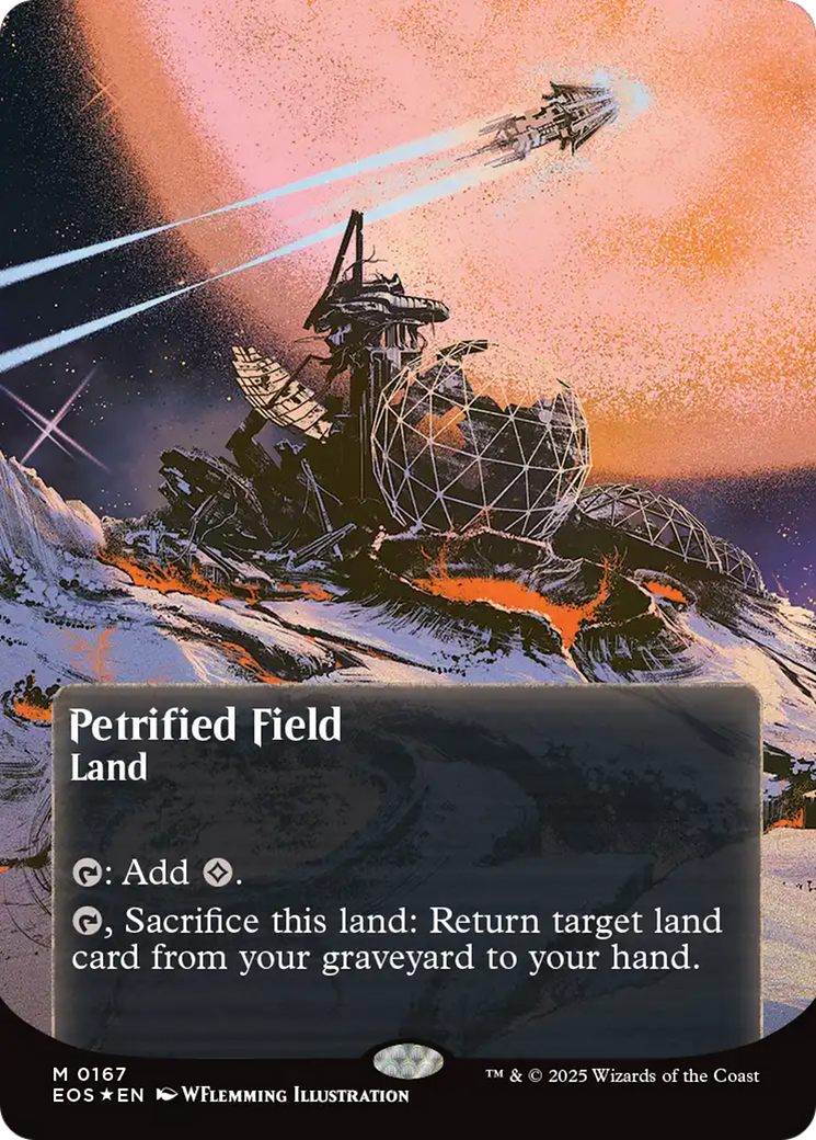 Petrified Field (0167) (Borderless) (Galaxy Foil) [Edge of Eternities: Stellar Sights] | Exor Games Truro
