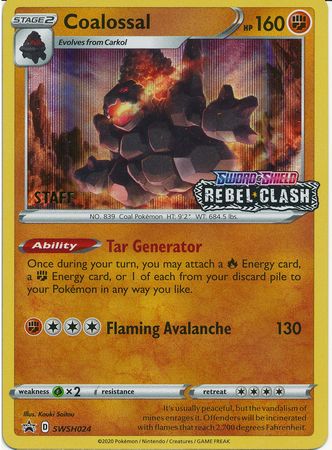 Coalossal (SWSH024) (Staff Prerelease Promo) [Sword & Shield: Black Star Promos] | Exor Games Truro
