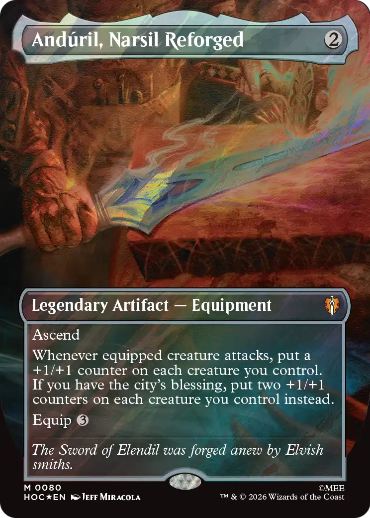 Anduril, Narsil Reforged (Borderless) (Surge Foil) [The Hobbit: Eternal-Legal] | Exor Games Truro