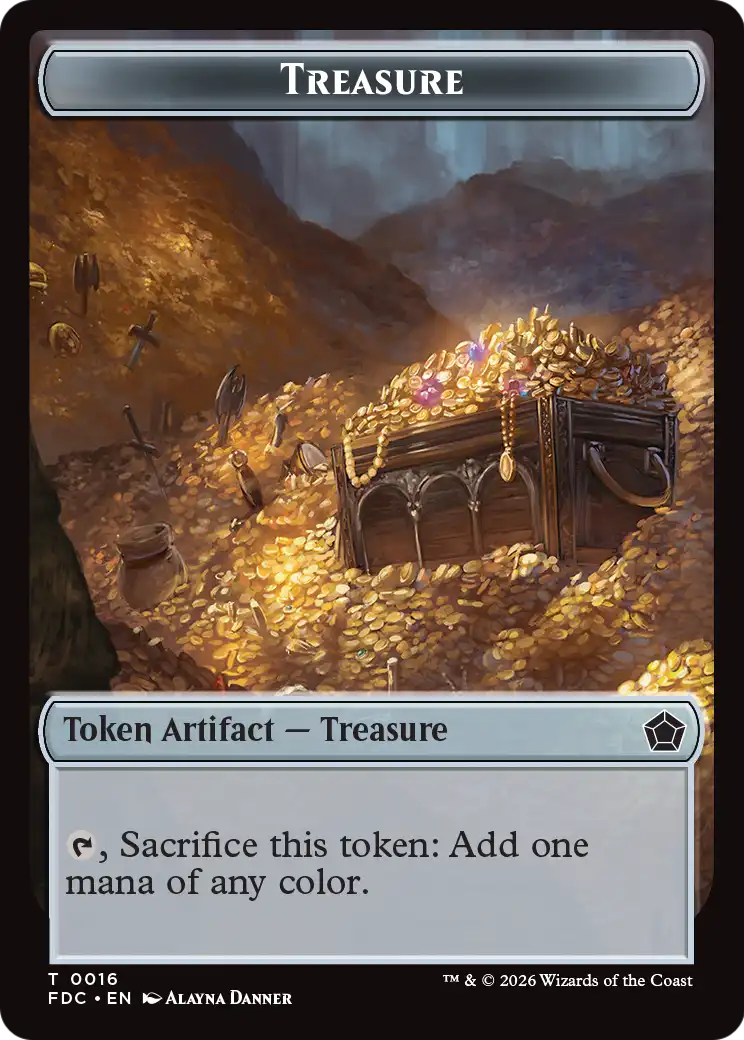 Dragon (0007) // Treasure Double-Sided Token [Foundations Commander Tokens] | Exor Games Truro