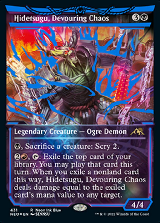 Hidetsugu, Devouring Chaos (Neon Ink Blue) [Kamigawa: Neon Dynasty] | Exor Games Truro