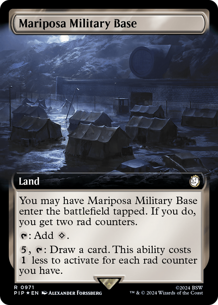 Mariposa Military Base (Extended Art) (Surge Foil) [Fallout] | Exor Games Truro