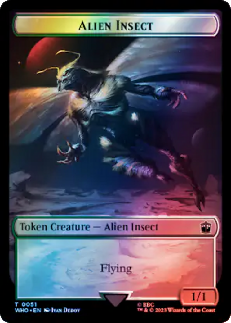 Soldier // Alien Insect Double-Sided Token (Surge Foil) [Doctor Who Tokens] | Exor Games Truro