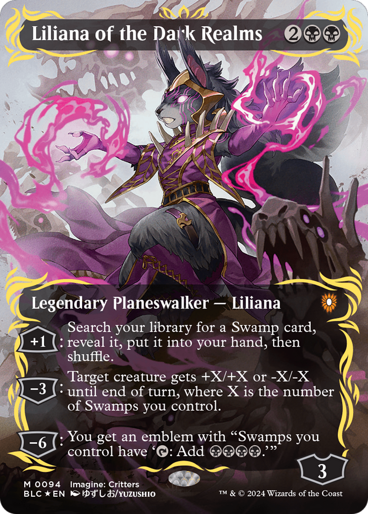 Liliana of the Dark Realms (Borderless) (Raised Foil) [Bloomburrow Commander] | Exor Games Truro