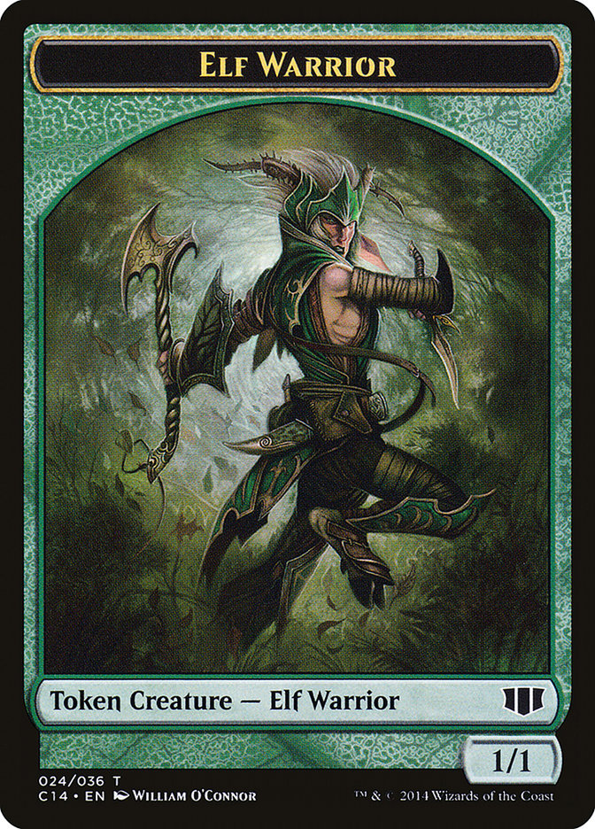 Elephant // Elf Warrior Double-Sided Token [Commander 2014 Tokens] | Exor Games Truro