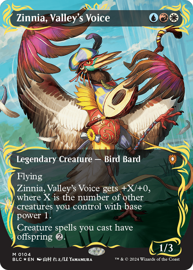 Zinnia, Valley's Voice (Borderless) (Raised Foil) [Bloomburrow Commander] | Exor Games Truro