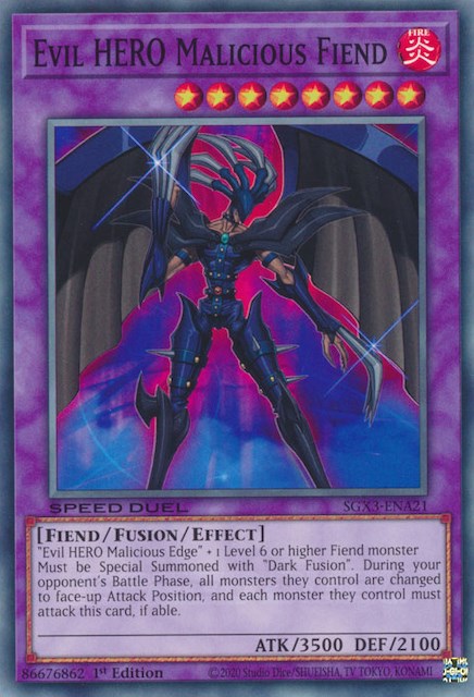 Evil HERO Malicious Fiend [SGX3-ENA21] Common | Exor Games Truro