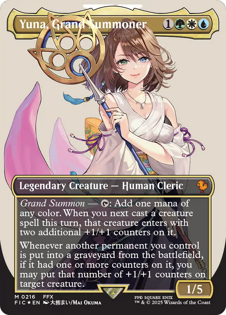 Yuna, Grand Summoner (Borderless) (Surge Foil) [FINAL FANTASY Commander] | Exor Games Truro
