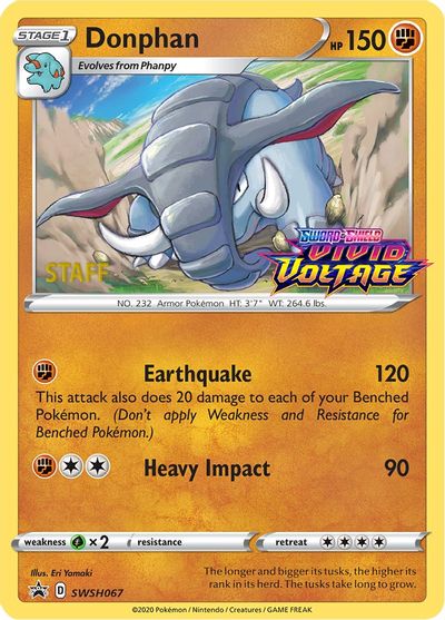 Donphan (SWSH067) (Staff Prerelease Promo) [Sword & Shield: Black Star Promos] | Exor Games Truro