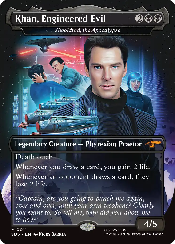 Khan, Engineered Evil - Sheoldred, the Apocalypse (Borderless) [Star Trek: Stardates] | Exor Games Truro