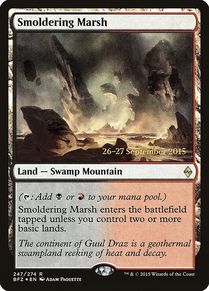 Smoldering Marsh [Battle for Zendikar Prerelease Promos] | Exor Games Truro