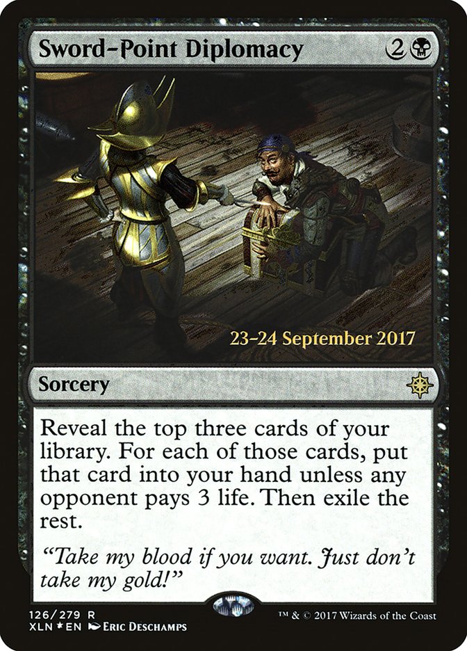 Sword-Point Diplomacy [Ixalan Prerelease Promos] | Exor Games Truro