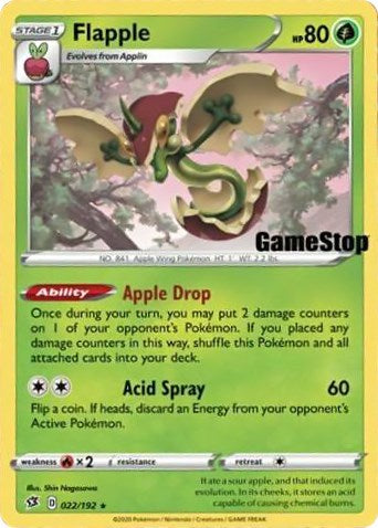 Flapple (022/192) (GameStop Exclusive) [Sword & Shield: Rebel Clash] | Exor Games Truro