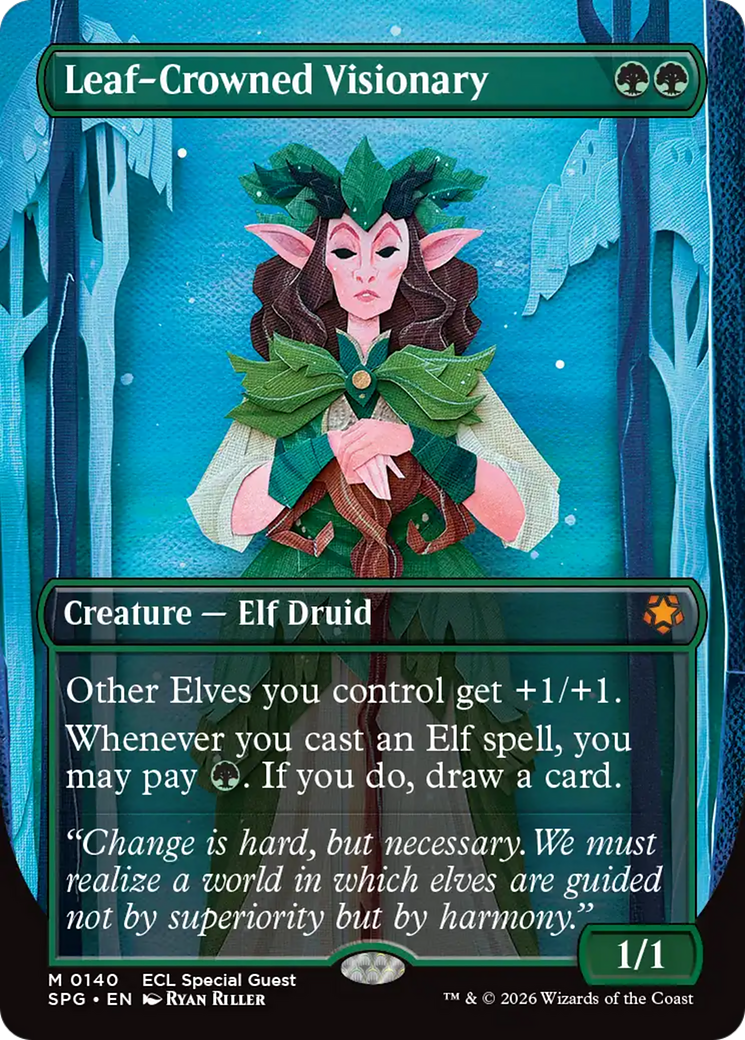 Leaf-Crowned Visionary (Borderless) [Lorwyn Eclipsed Special Guests] | Exor Games Truro