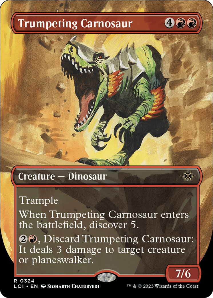 Trumpeting Carnosaur (Borderless) [The Lost Caverns of Ixalan] | Exor Games Truro