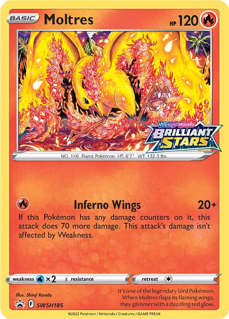 Moltres (SWSH185) (Prerelease Promo) [Sword & Shield: Black Star Promos] | Exor Games Truro