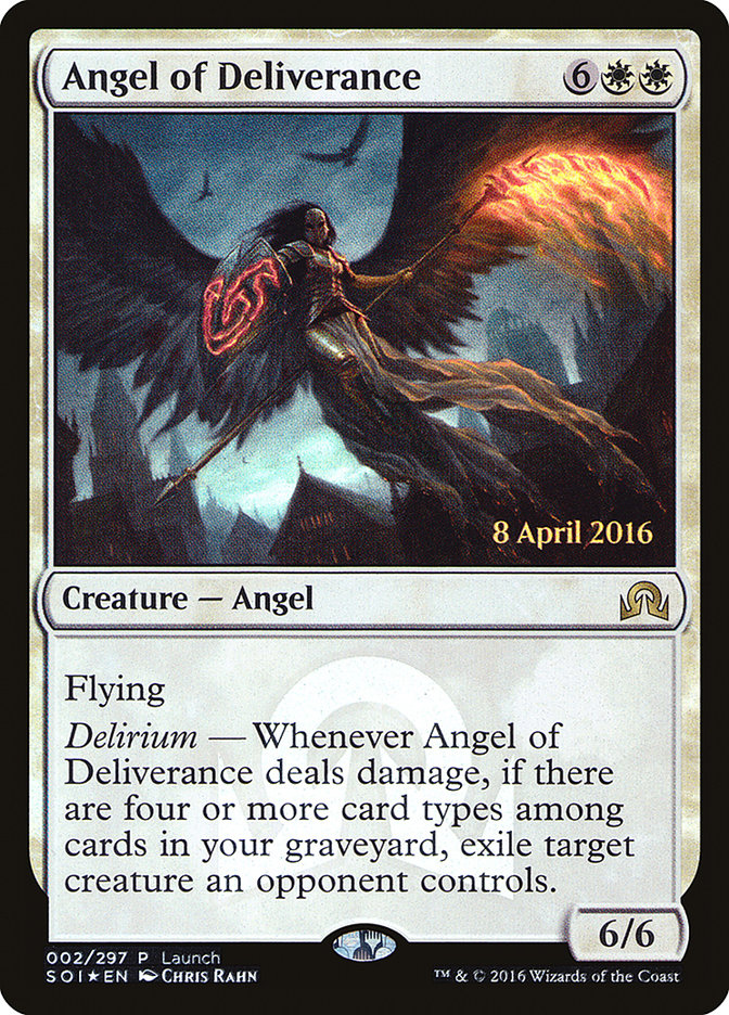 Angel of Deliverance (Launch) [Shadows over Innistrad Promos] | Exor Games Truro