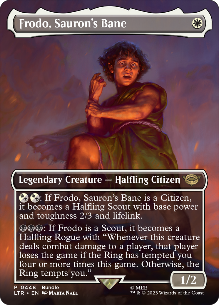 Frodo, Sauron's Bane (Borderless Alternate Art) [The Lord of the Rings: Tales of Middle-Earth] | Exor Games Truro