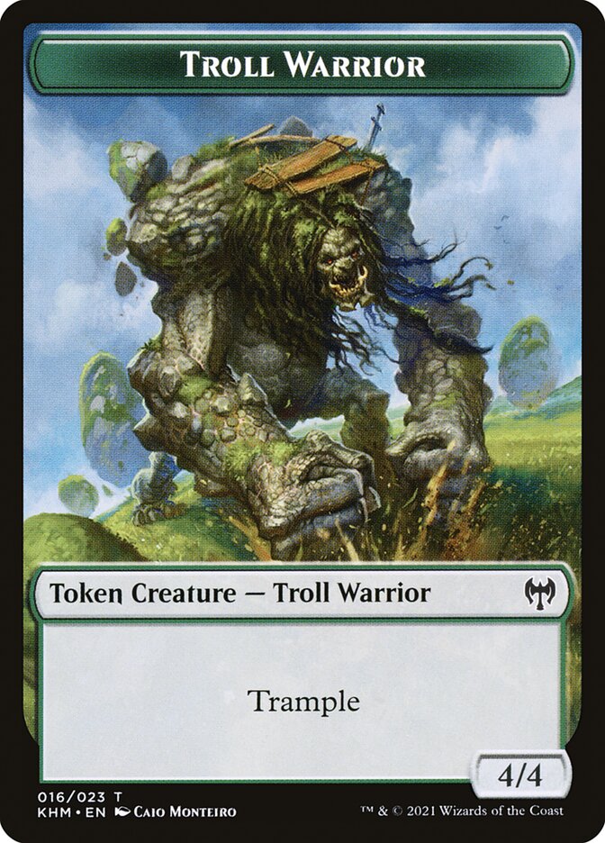 Human Warrior // Troll Warrior Double-Sided Token [Kaldheim Tokens] | Exor Games Truro