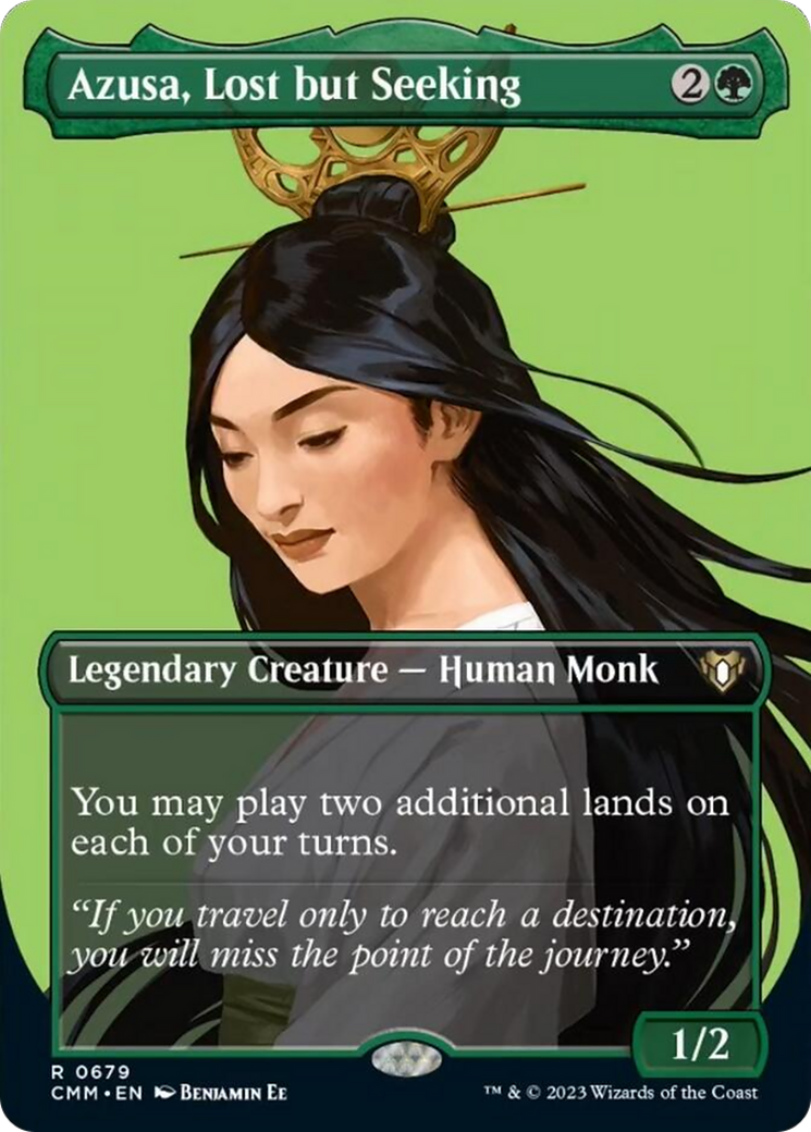 Azusa, Lost but Seeking (Borderless Profile) [Commander Masters] | Exor Games Truro