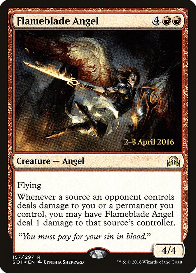 Flameblade Angel [Shadows over Innistrad Prerelease Promos] | Exor Games Truro